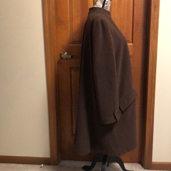 Les Copains double-breasted trapeze coat w mandarin collar in brown wool blend - Picture 4 of 16